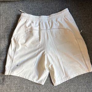Lululemon White Lined Athletic Shorts
